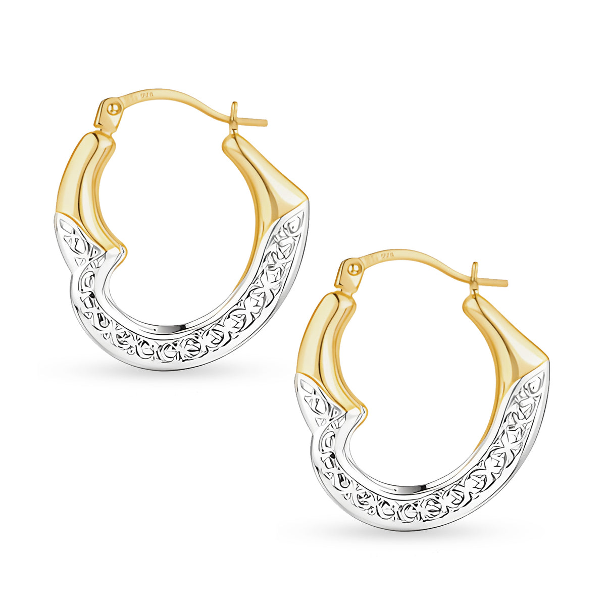 9ct Gold Heart Creole Earrings