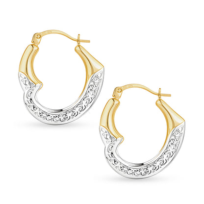 9ct Gold Heart Creole Earrings
