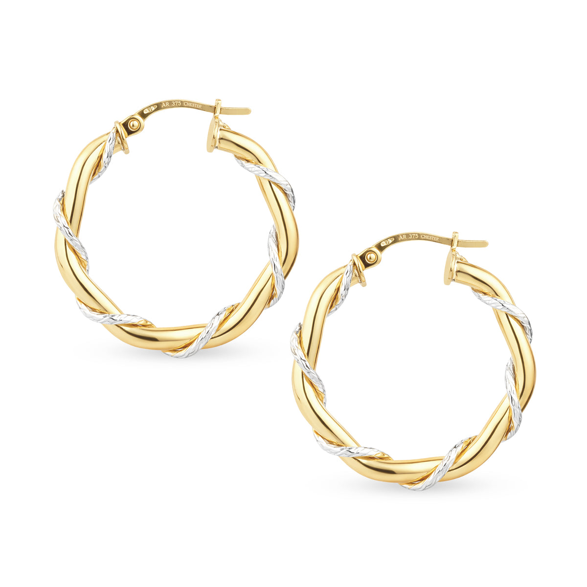 9ct Gold Twisted Hoop Creole Earrings