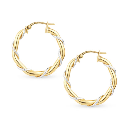 9ct Gold Twisted Hoop Creole Earrings