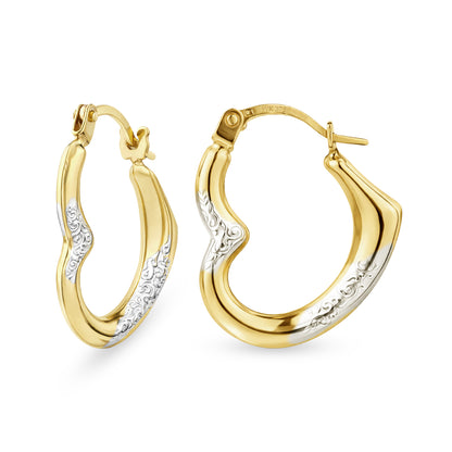 9ct Gold Heart Creole Earrings
