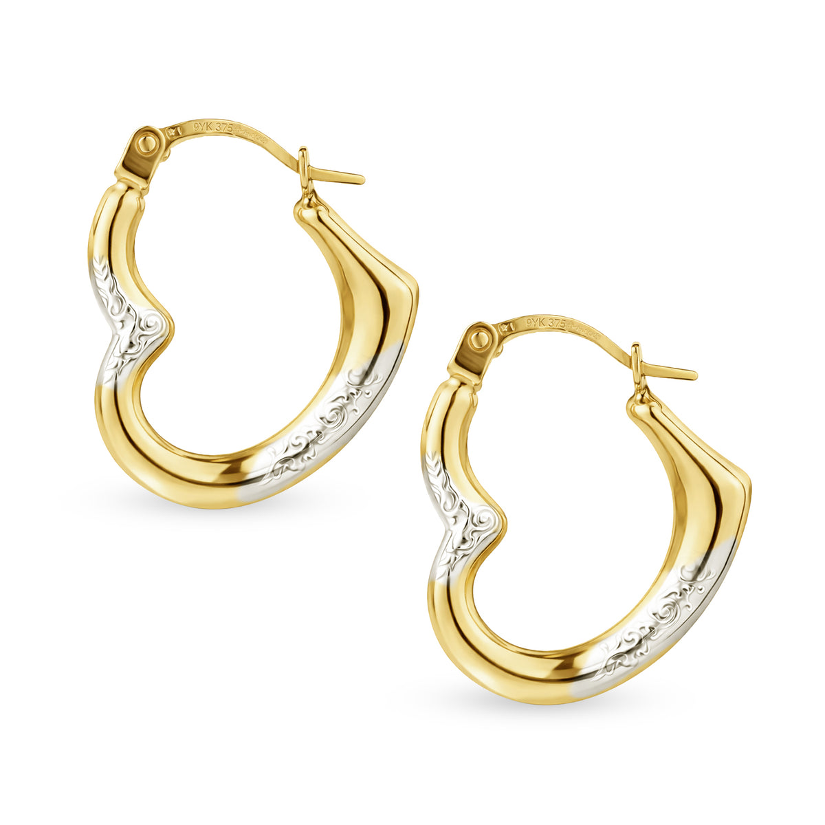 9ct Gold Heart Creole Earrings