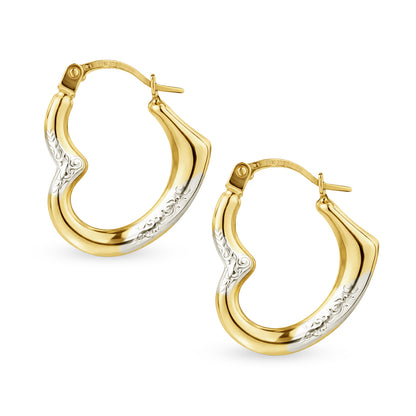 9ct Gold Heart Creole Earrings
