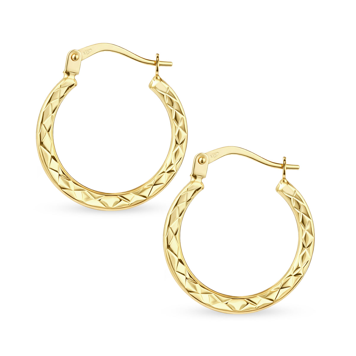 9ct Gold Diamond Cut Hoop Creole Earrings
