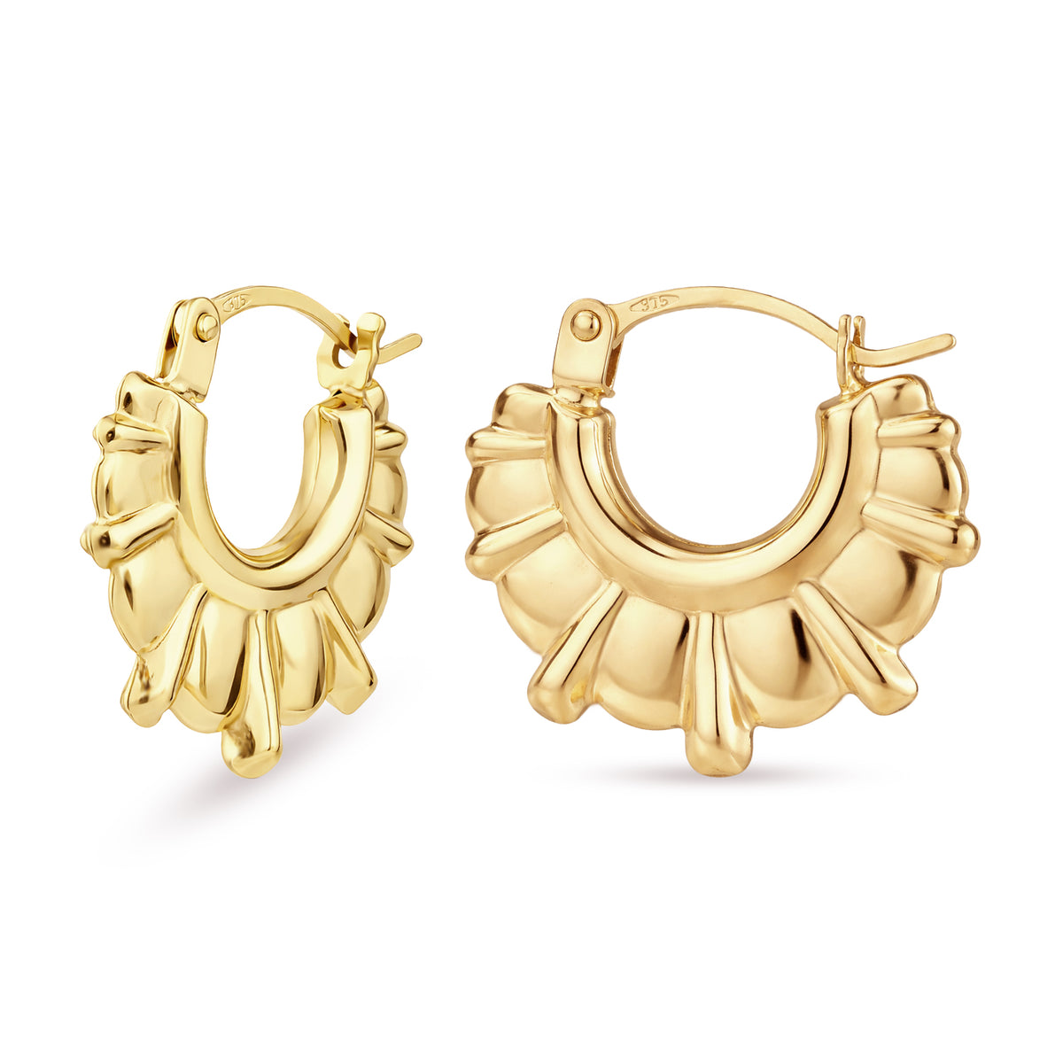 9ct Gold Victorian Style Spike Creole Earrings