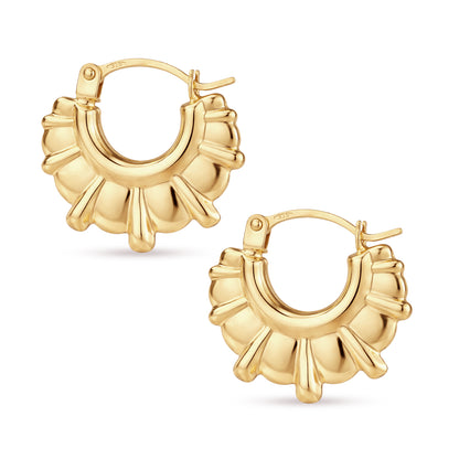 9ct Gold Victorian Style Spike Creole Earrings