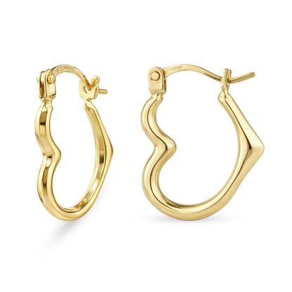 9ct Gold Heart Creole Earrings