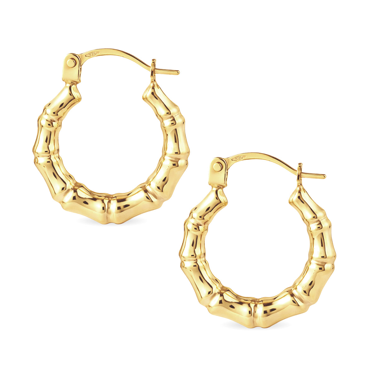 9ct Gold Bamboo Hoop Creole Earrings