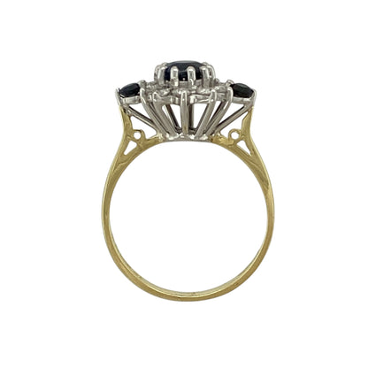 18ct Gold Diamond & Sapphire Set Cluster Ring
