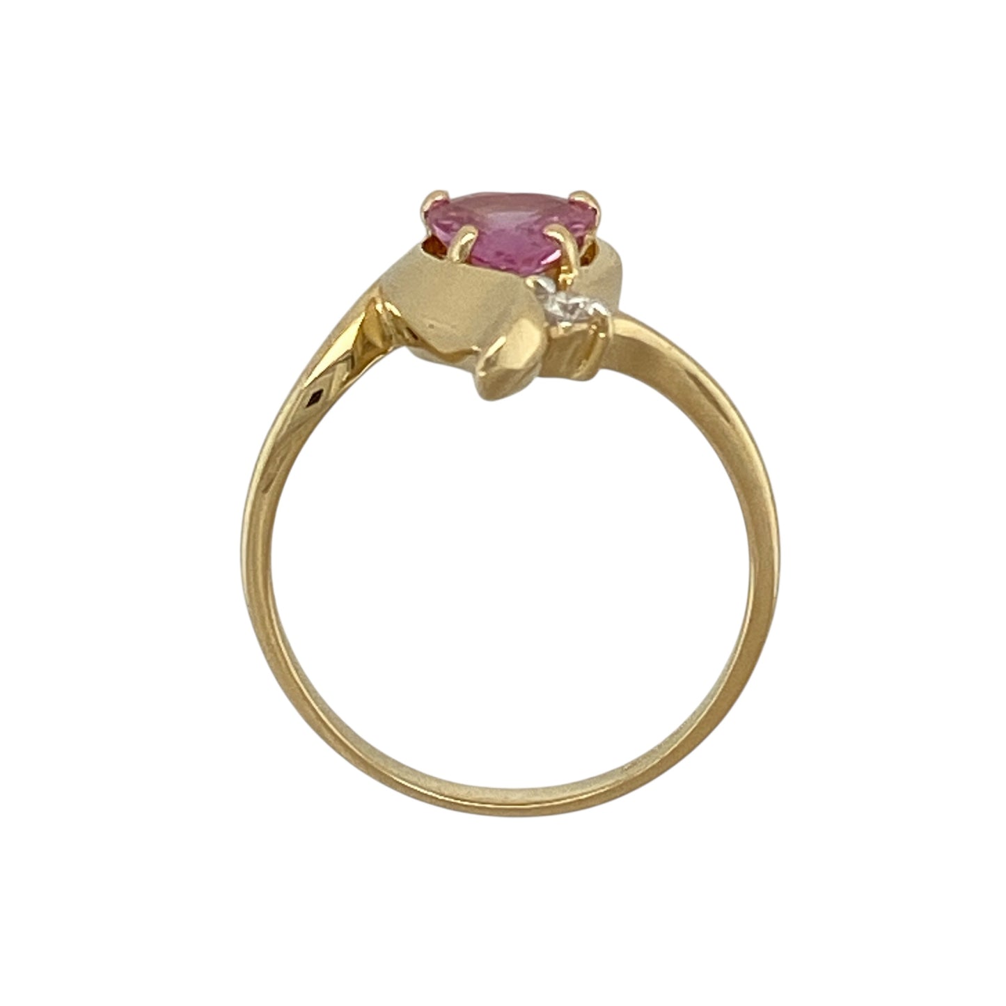 18ct Gold Diamond & Pink Sapphire Set Teardrop Ring
