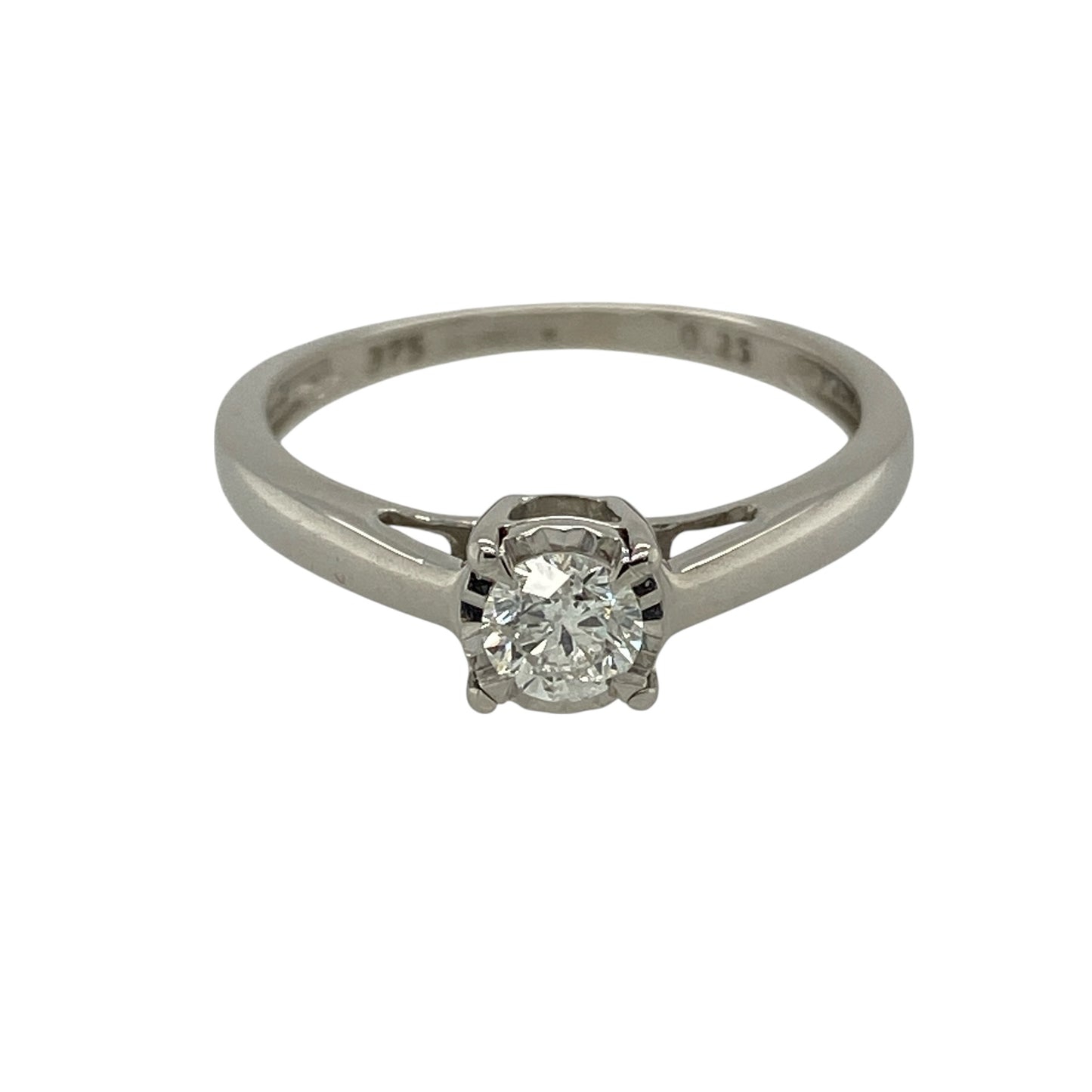 9ct White Gold & Diamond Set Solitaire Ring
