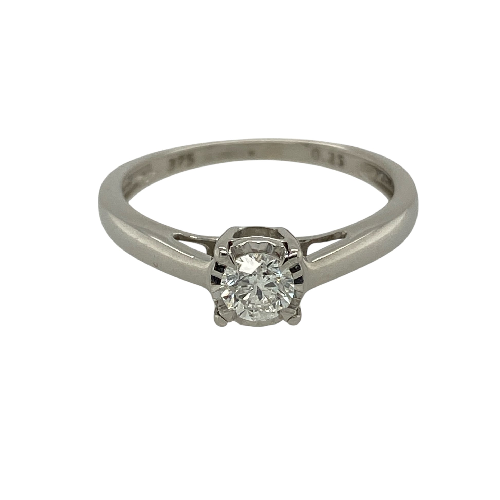 9ct White Gold & Diamond Set Solitaire Ring