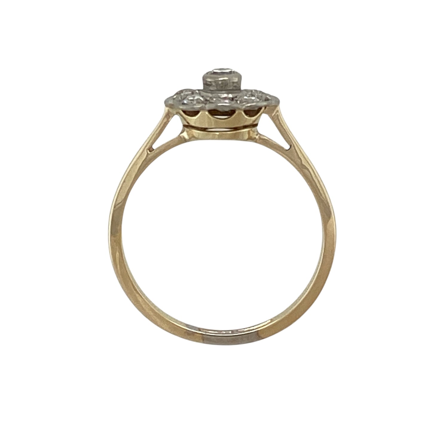 18ct Gold & Platinum Diamond Set Art Deco Flower Cluster Ring