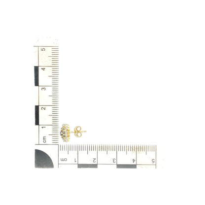 9ct Gold & Black and White Diamond Set Cluster Stud Earrings