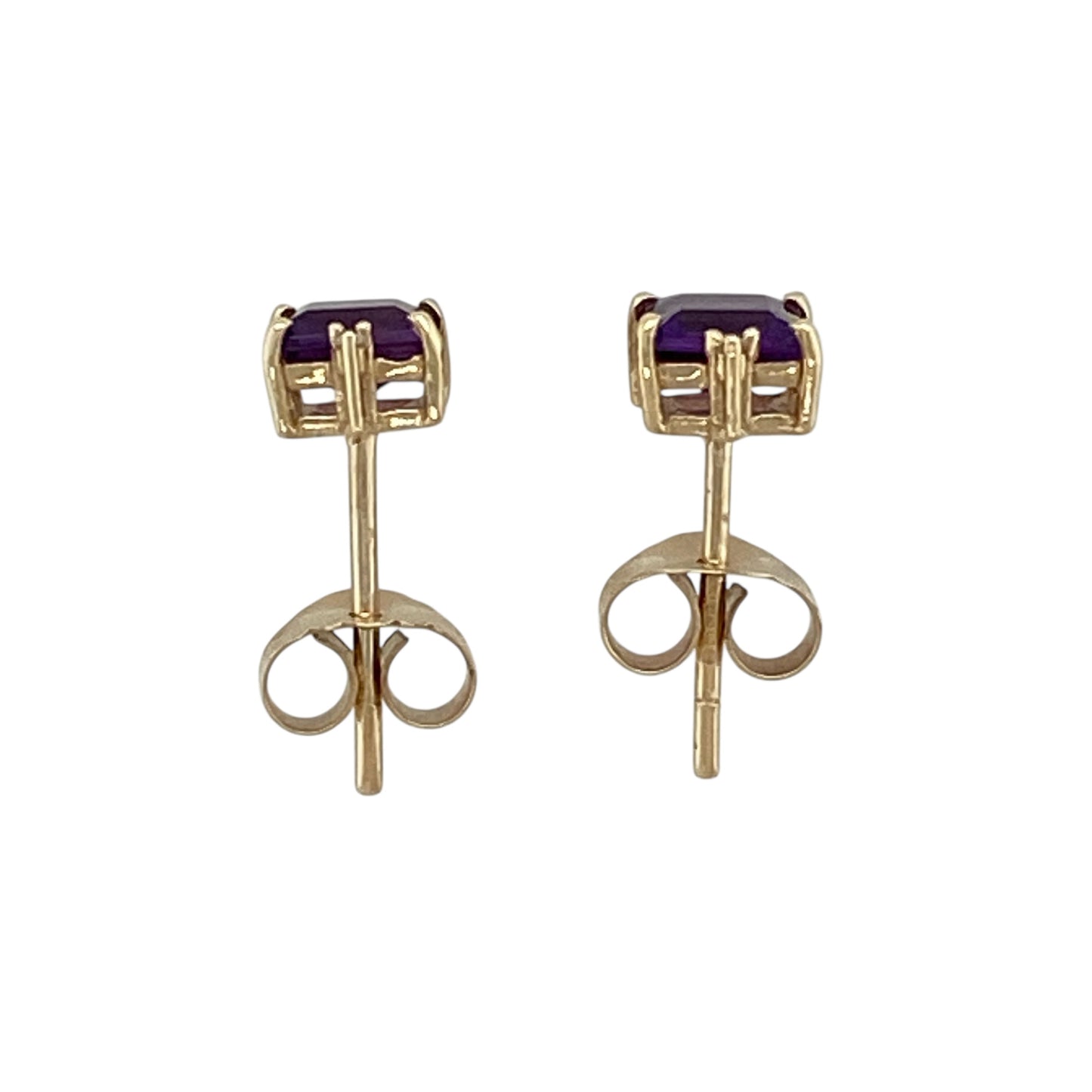 9ct Gold Diamond & Amethyst Set Stud Earrings