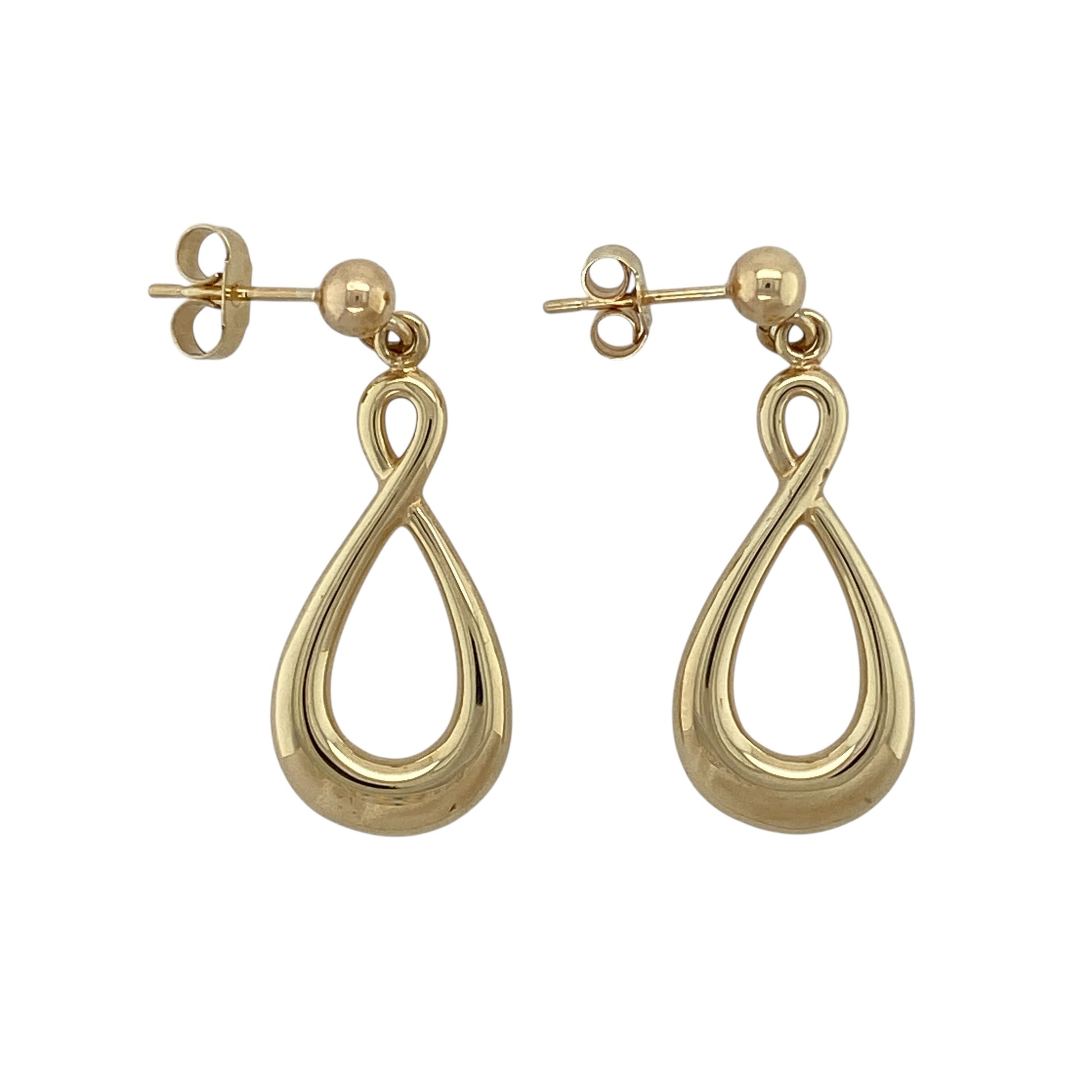 9ct Gold Twist Loop Drop Earrings