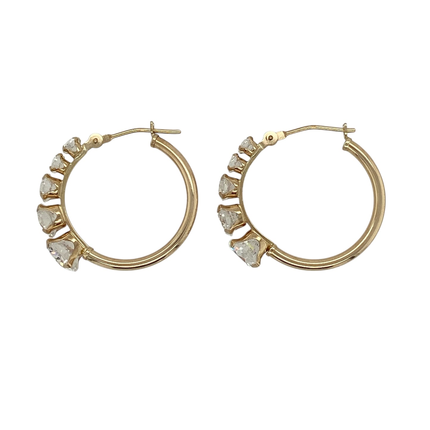 9ct Gold & Cubic Zirconia Set Hoop Creole Earrings