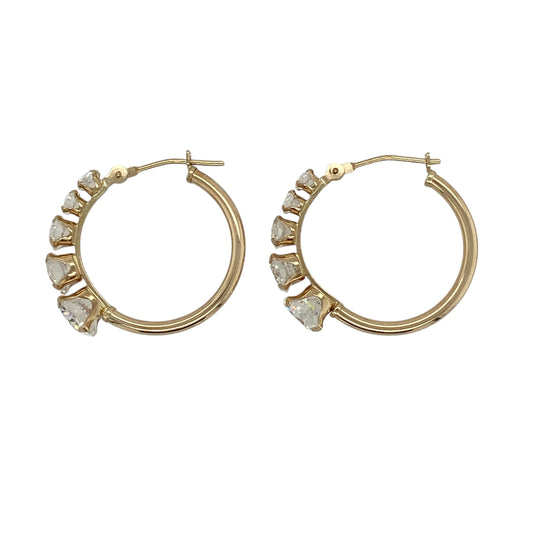 9ct Gold & Cubic Zirconia Set Hoop Creole Earrings