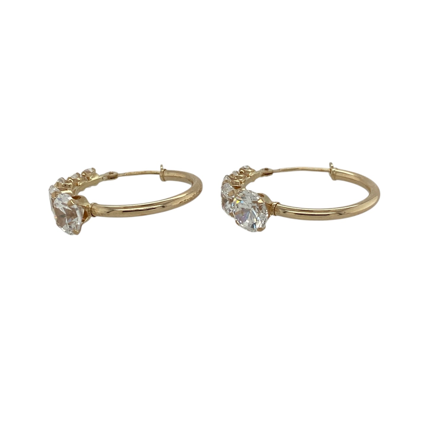 9ct Gold & Cubic Zirconia Set Hoop Creole Earrings