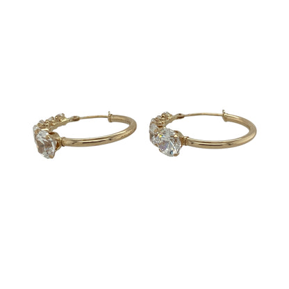 9ct Gold & Cubic Zirconia Set Hoop Creole Earrings