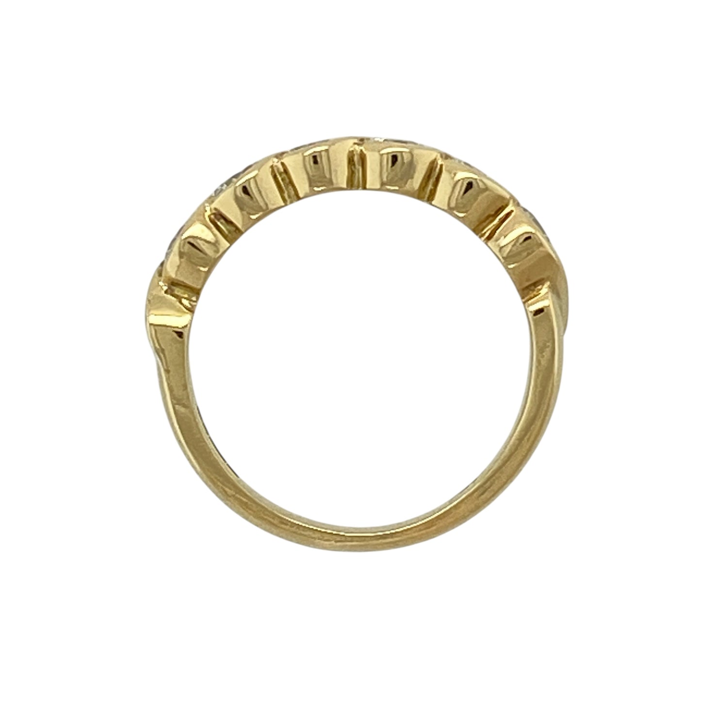 18ct Gold & Diamond Wave Rubover Set Six Stone Band Ring