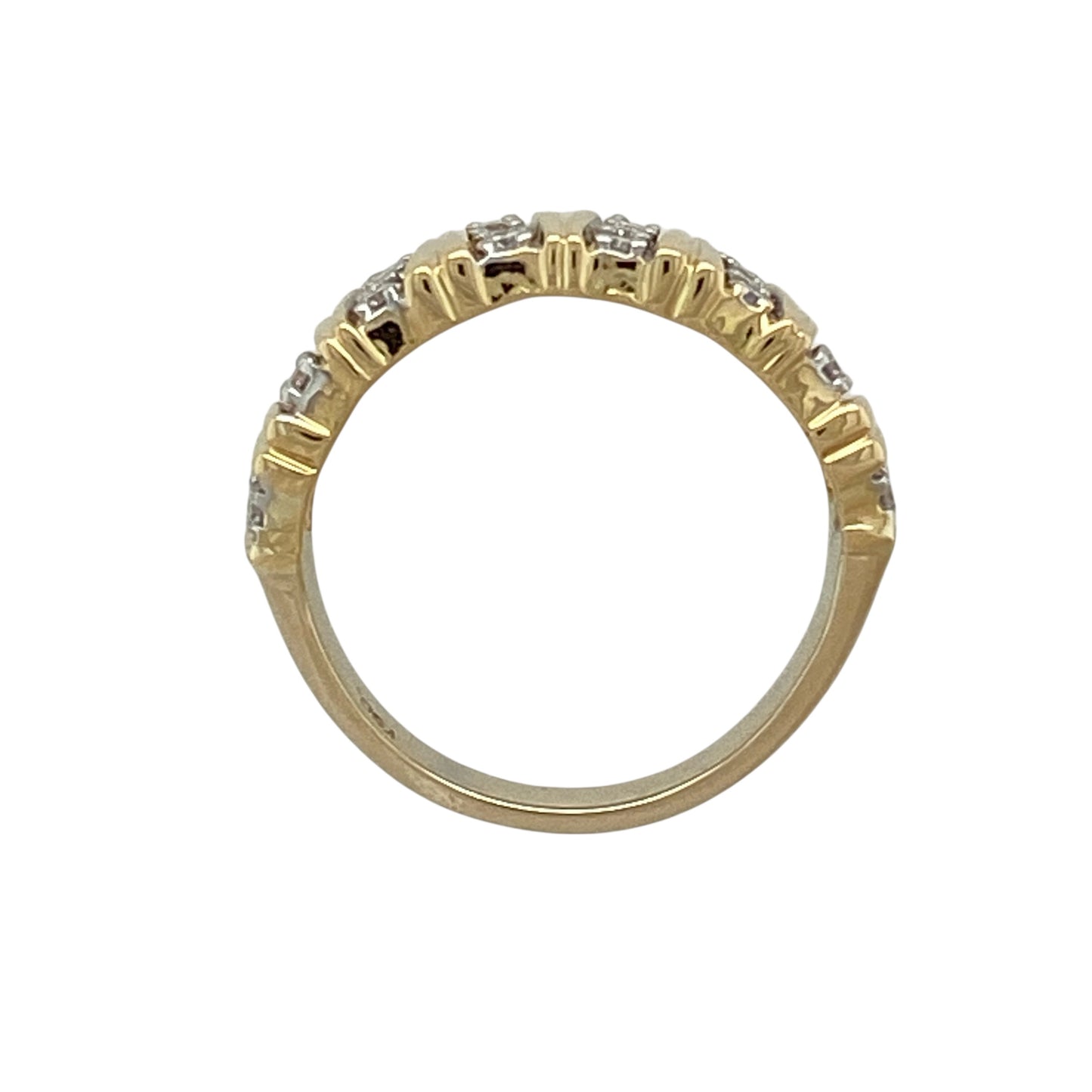 18ct Gold & Diamond Set Striped Band Ring
