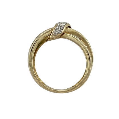9ct Gold Diamond & Emerald Set Crossover Ring