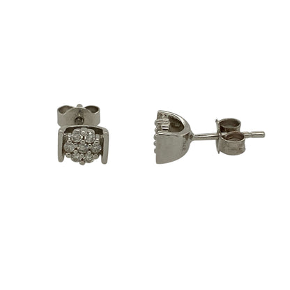 9ct White Gold & Diamond Set Cluster Stud Earrings