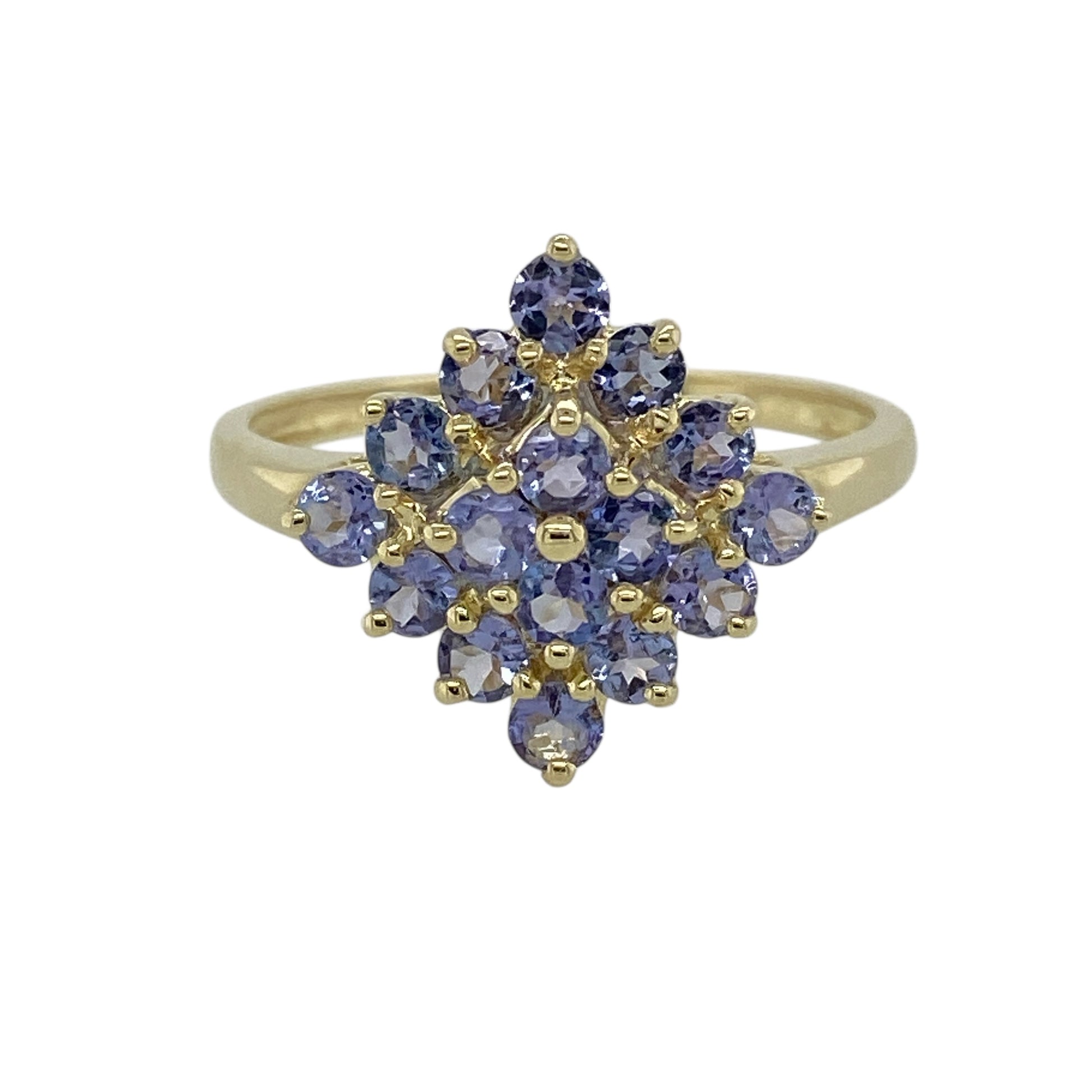 9ct Gold & Tanzanite Set Cluster Ring