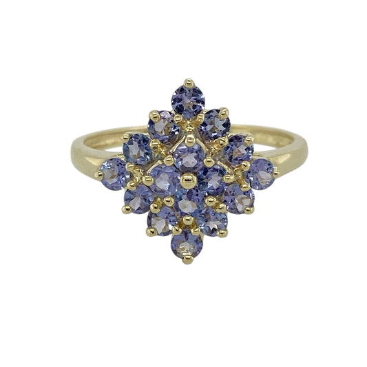 9ct Gold & Tanzanite Set Cluster Ring