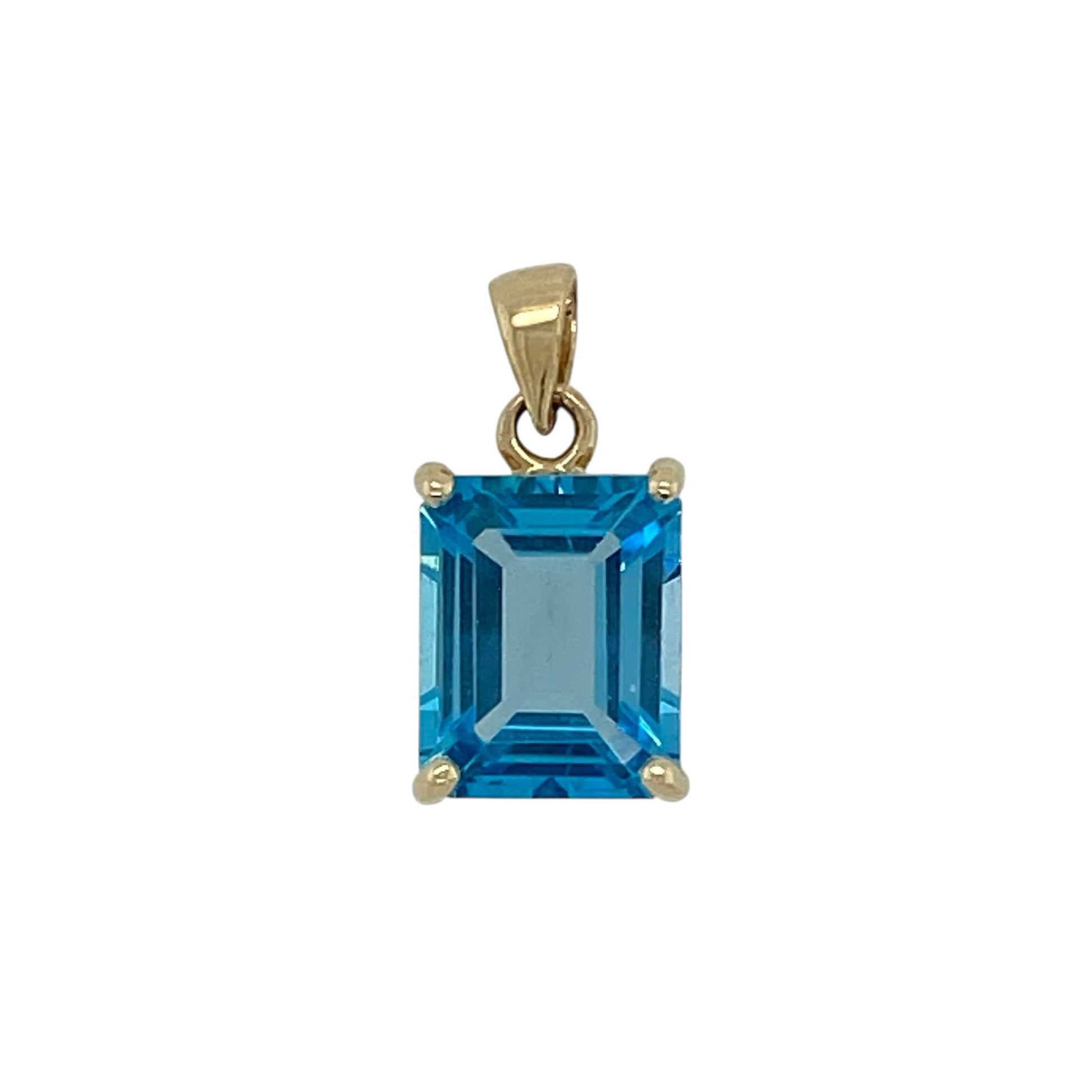 9ct Gold & Blue Topaz Rectangle Pendant