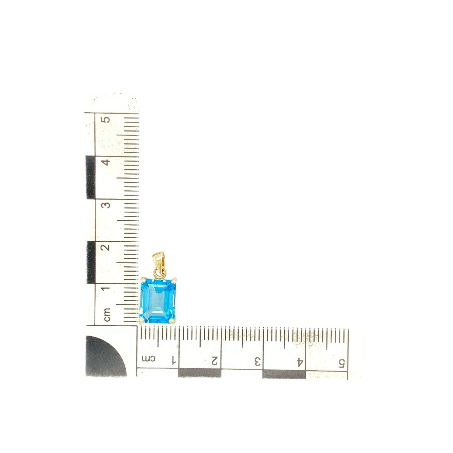 9ct Gold & Blue Topaz Rectangle Pendant