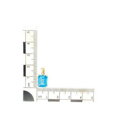 9ct Gold & Blue Topaz Rectangle Pendant
