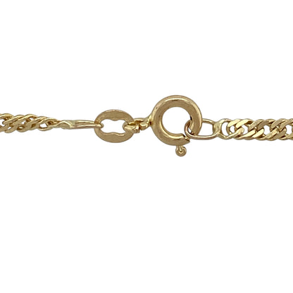 Bring classic strength and everyday versatility to your jewellery collection with this pre-owned 9ct yellow gold close curb chain, offering a timeless design with a clean, refined finish—perfect for wearing alone or with a pendant.

Design: The chain features a close curb link style, lying flat against the neck for a smooth and polished look, with a link width of approximately 2mm.
Material: Made from 9-carat yellow gold, the polished finish enhances the warm golden tone and classic appeal of the chain.