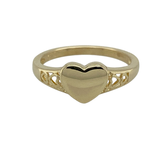 9ct Gold Plain Heart Signet Ring