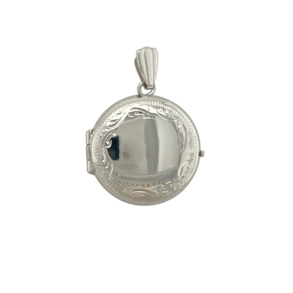 9ct White Gold Patterned Round Locket