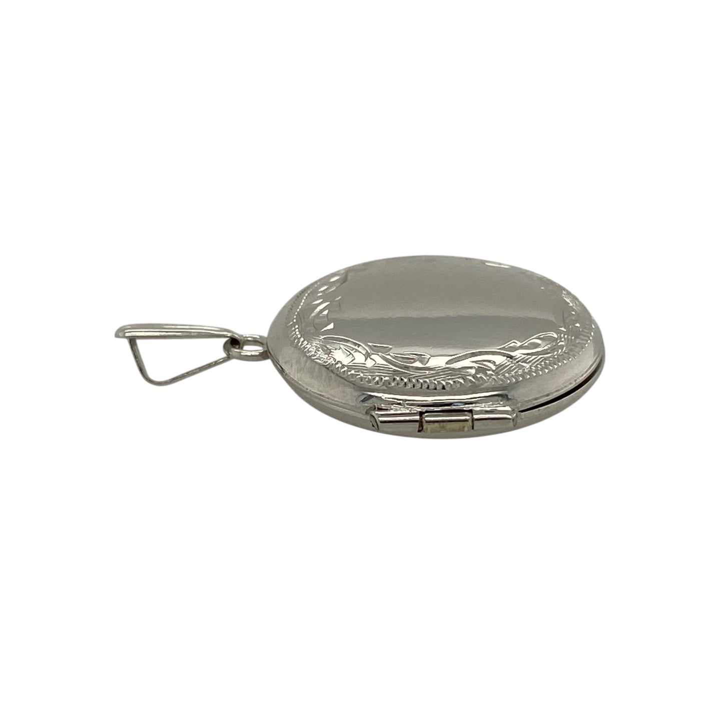 9ct White Gold Patterned Round Locket