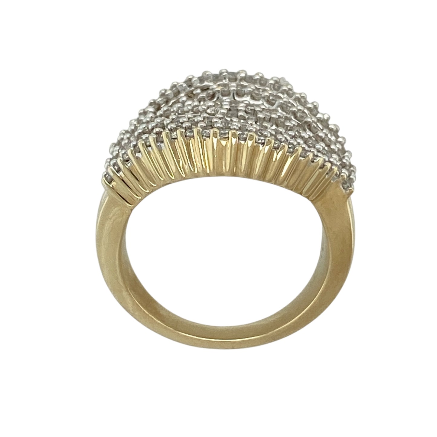 9ct Gold & Diamond Set Wavey Multi Row Wide Band Ring