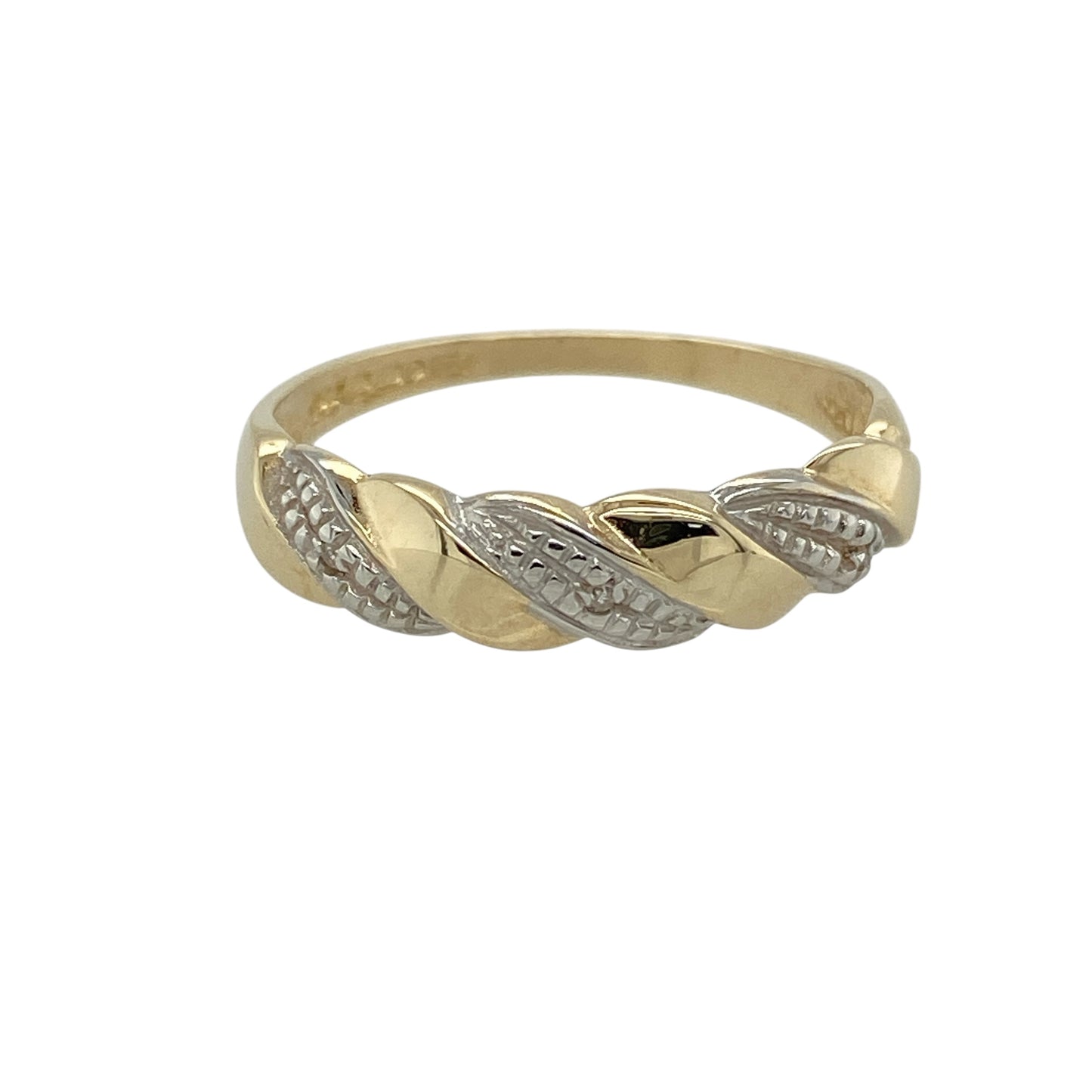9ct Gold & Diamond Set Twisted Band Ring