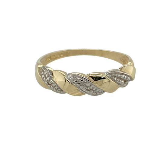 9ct Gold & Diamond Set Twisted Band Ring