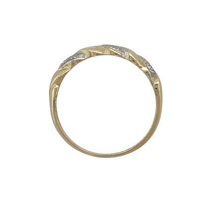 9ct Gold & Diamond Set Twisted Band Ring