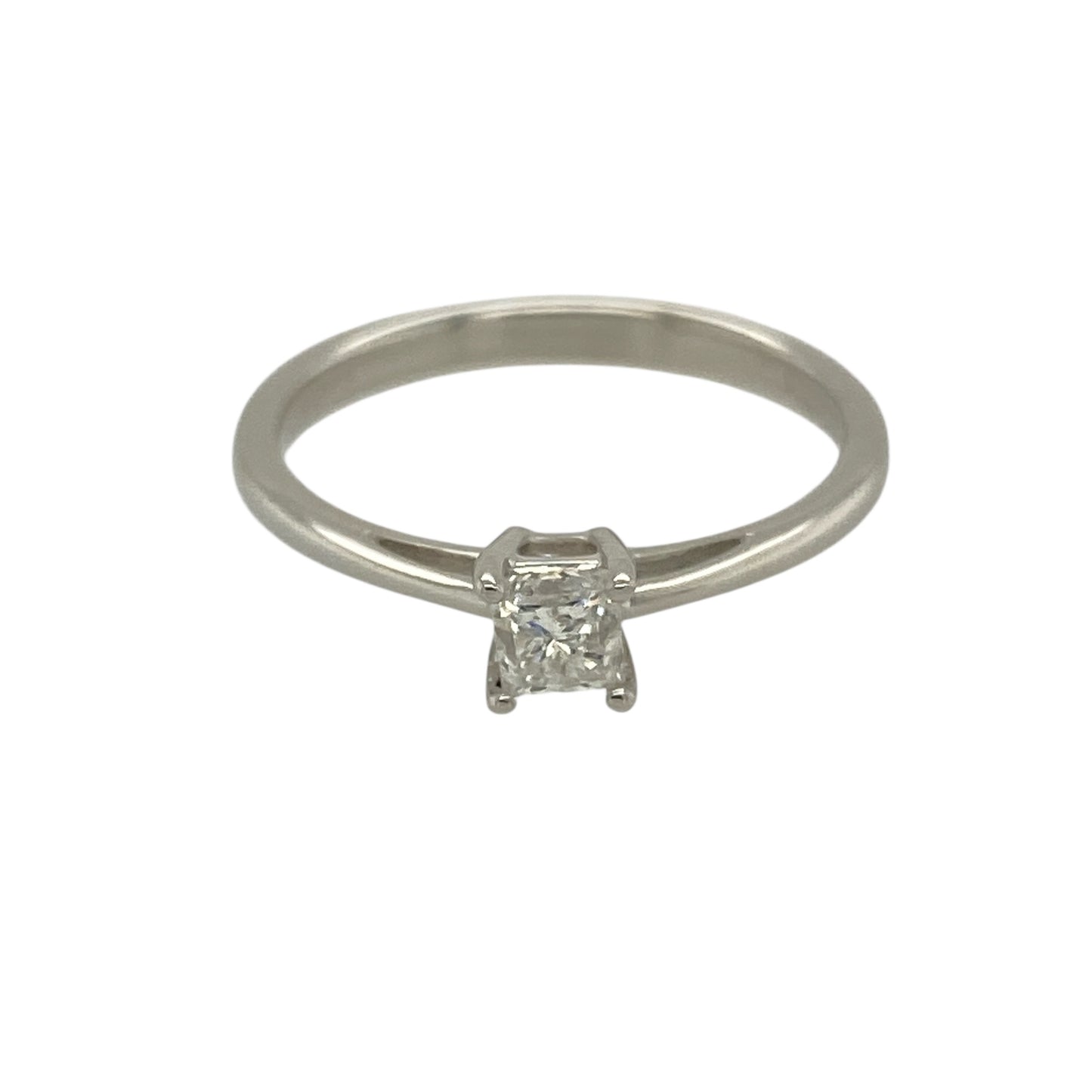 9ct White Gold & Diamond Set Princess Cut Solitaire Ring
