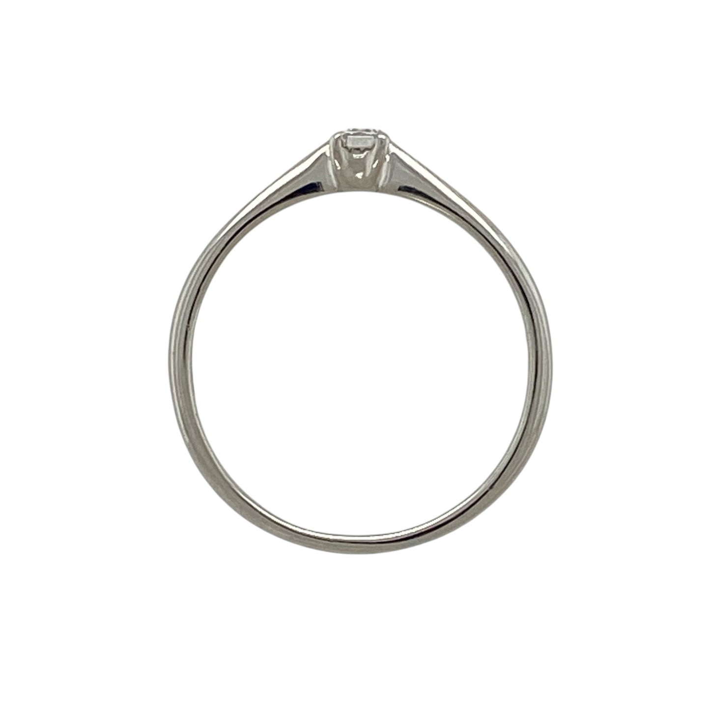 9ct White Gold & Diamond Set Emerald Cut Solitaire Ring