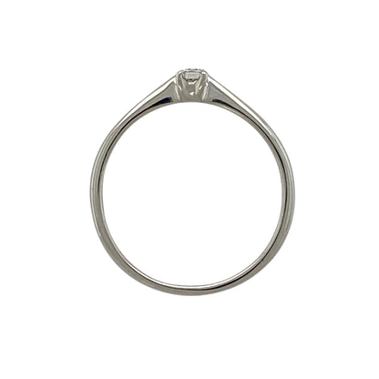 9ct White Gold & Diamond Set Emerald Cut Solitaire Ring