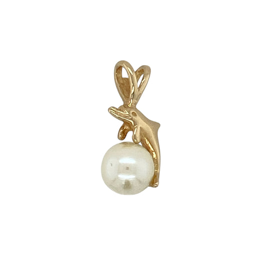 14ct Gold & Pearl Set Dolphin Pendant