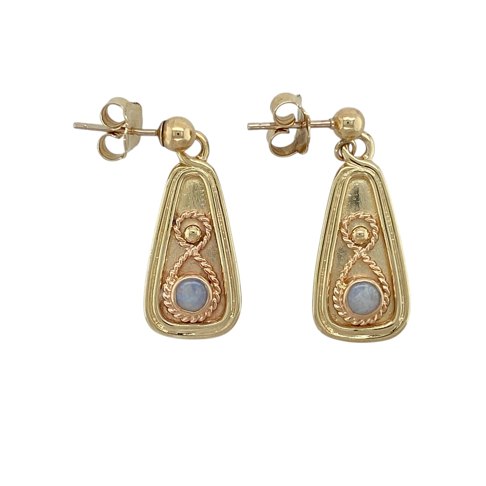 9ct Gold & Opalique Set Drop Earrings