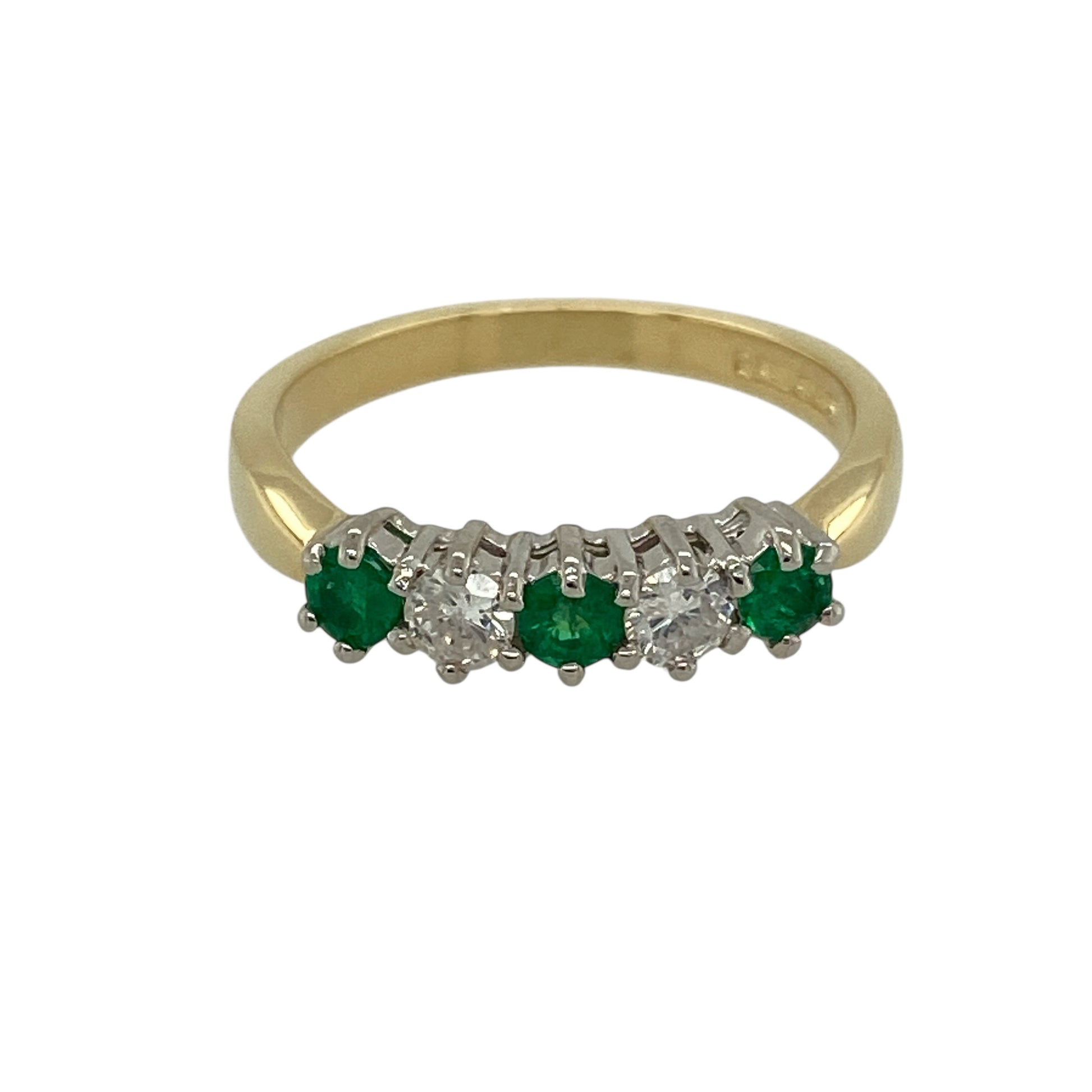 18ct Gold Diamond & Emerald Set Band Ring