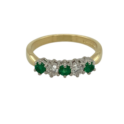 18ct Gold Diamond & Emerald Set Band Ring