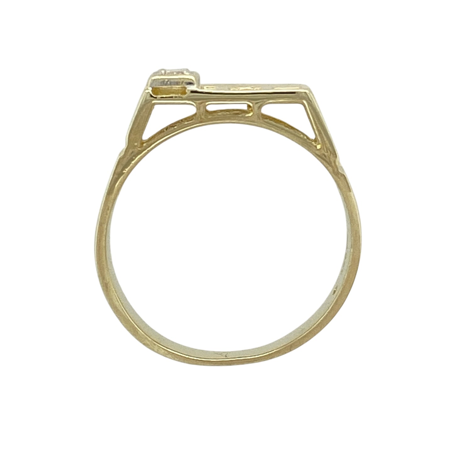 9ct Gold & Diamond Set Patterned Signet Ring