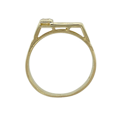 9ct Gold & Diamond Set Patterned Signet Ring